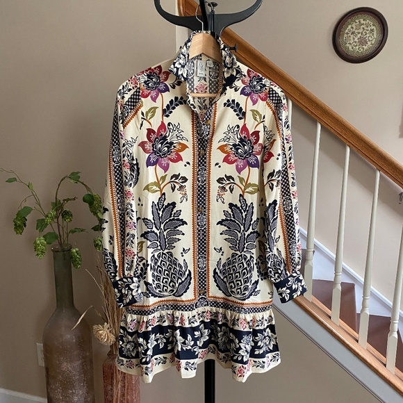 NWOT JOIE Whimsical Garden Floral Long Sleeve Boho Tunic Dress Size XS - Picture 1 of 17